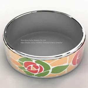 Color Stripe Pattern Jewelry Enamel Bracelet Bangle For Women thumbnail-5