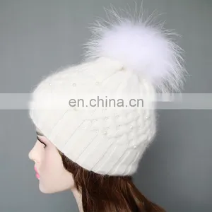 White Solid Color Ladies Girls Winter Hats Wool Blen Beanies thumbnail-3