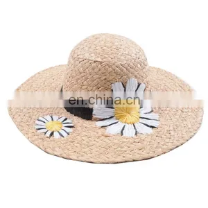 Wholesale Beautiful Women Fashion Bulk Raffia Straw Hat With Sunflower Headwrap thumbnail-2