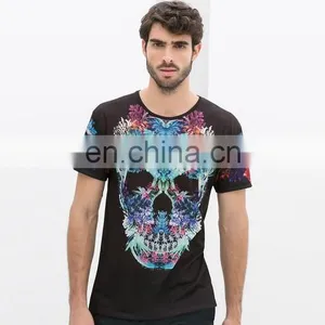 Hot Sales Custom Short Sleeve Skull Print Wholesale T Shirts for Men thumbnail-1
