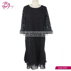 2017 Latest Korea Style Black Color Elegant Lace Three Quarter Sleeve Party Dress Evening Wear thumbnail-1