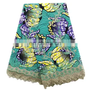 Nigeria New Fashionable Fabric Print Wax Mix Guipure Lace Fabric thumbnail-1