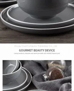 European Dinnerware Plate Colored Glaze Houseware Matte Glazed Custom Ceramic Pottery Dinnerware Set thumbnail-5
