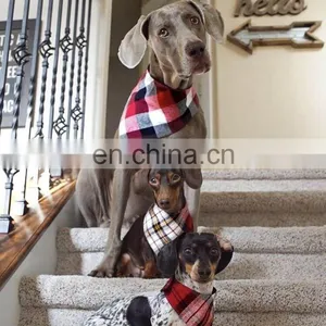 Custom Design Dog Bandanas Washable Triangle Bibs Scarfs Cotton Plaid Printing Kerchief for Dogs and Cats thumbnail-5