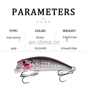 Bestselling Submerged Minoluya Bait 4.5cm/3.5g Perch Bionic Bait 5 Color Plastic Hard Bait thumbnail-4