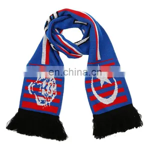 Sports Knitted Warm Football Fans Club World Scarf 100% Acrylic Carton Custom Logo Jacquard Knitted Scarfs thumbnail-5