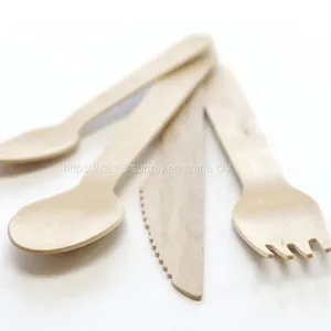 Customize Eco Friendly Disposable Wooden Cutlery Wholesale Wooden Knife Fork And Spoon thumbnail-1