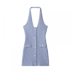 New Women's European and American Style Fashionable Elastic Neck Hanging Collar Dress thumbnail-1