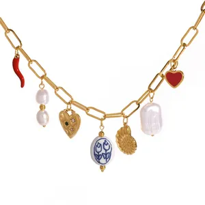 18K Gold Plated Stainless Steel Diamond Zircon Necklace - Non-Fade Custom Jewelry thumbnail-5