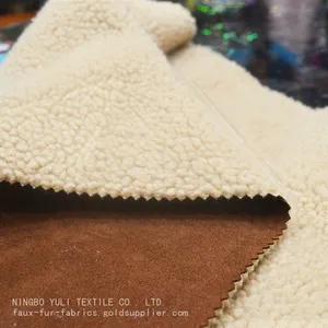 100% Polyester Sherpa Fleece Fabric Bonding With Suede Fabric for Garment Fabric thumbnail-2