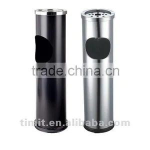 Superior Quality Stainless Steel Body Round Ashtray Recycling Bin thumbnail-1