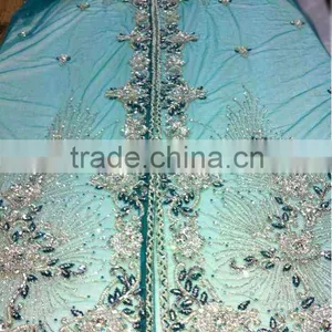 Blue Indian Saree With Rhinestones and Beads(KFT-008) Most Popular thumbnail-1