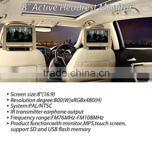 8 Inch Active Headrest Monitor With MP5/USB/SD/Touchscreen Fit for All Model Cars thumbnail-1