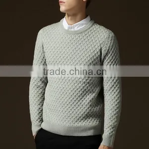 2015 the New Men's Sweater Cultivate One's Morality Pure Color for Grid Sweater thumbnail-3