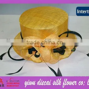 Top Selling New SS Flower Feather Decorated Sinamay Church Hats thumbnail-1