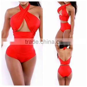 2016 A-bomb High Waist Criss Cross Vintage Bikini Set for Women for Big Busts Without Padded thumbnail-4