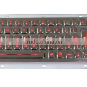 66 Keys Compact Format Vandal Proof IP65 Stainless Steel Industrial Illuminated Laptop Keyboard thumbnail-3