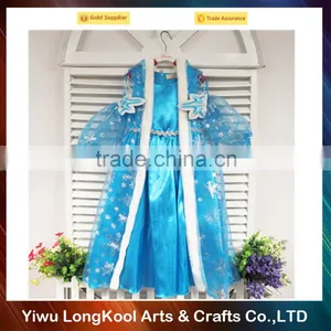Wholesale Lovely Girl Elsa Dress Cosplay Costume in Frozen Princess Dress Top Quality Chiffon Girl Dress thumbnail-1