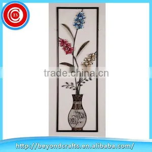 High Quality Metal Flower in Vase Wall Decor With Acrylic Bead thumbnail-1