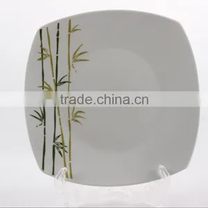 Small Size Super White Logo Decal Printable Customized Restaurant And Hotel Ceramic Porcelain Square Plates Dishes thumbnail-1