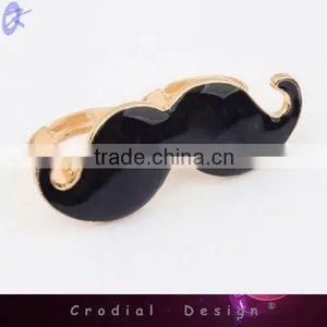 2013 New Products Cheap Wholedale Fashion Big Black Oil Drip Mustache Alloy Ring For Jewelry thumbnail-1