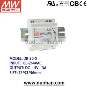 Mean Well DR-30-5 Industrial Power Supply DIN Rail Power Supply thumbnail-1