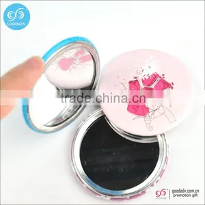 OEM Factory Custom Printed Decorative Compact Tinplate Round Makeup Mirror for Girls thumbnail-1
