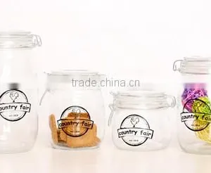 Round Glass Storage Jar With Decal thumbnail-1