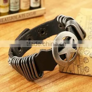 Antique Star Charming Double Layers Brown Leather Wrap Bracelet thumbnail-1