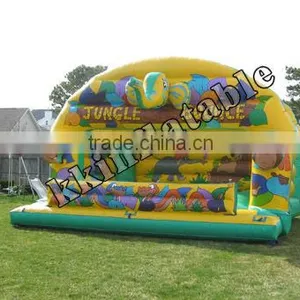 Army Green Inflatable Bouncy Moonwalk House thumbnail-1