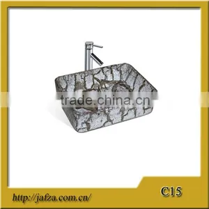 C15 Fashion Color Rectangular Marble Basin Ceramic Art Basin for Bathroom thumbnail-1