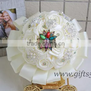 White Fabric Wedding Bouquet,Brooch Bouquet for Romantic Wedding thumbnail-2