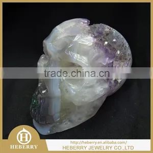 Precious Gemstone Home Decoration Skull Amethyst Skull for Sale With Geode thumbnail-1