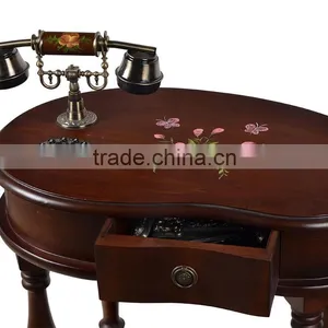 Antique Hand Painted Brown Wood Telephone Table, Antique Telephone Table thumbnail-2