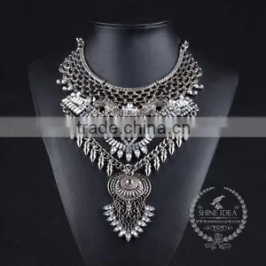 High Quality Vintage Rhinestone Chunky Statement Necklace Tin Alloy Fashion Women Pendant Necklace 6390139 thumbnail-1