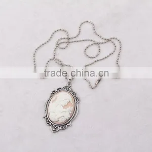 Fashion Jewelry Necklace Steampunk Necklace Pink Beauty Silhouette Silver Cameo Pendant 2015 New Party Dress Made in China Yiwu thumbnail-4