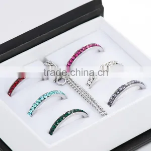 6 Pieces Birthstone Set Crystal Stainless Stell Bracelet With Rings thumbnail-4