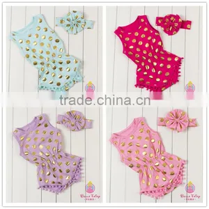Wholesale Baby Romper With Pompom Trim, Indian Pompom Jumpsuit for Baby Girl thumbnail-1