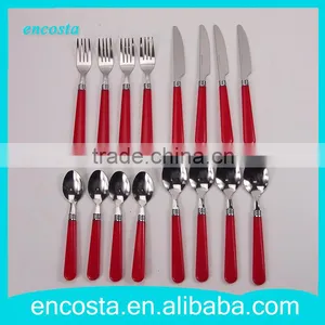 Red 16Pcs Stainless Steel Cutlery Set With Plastic Handles thumbnail-1