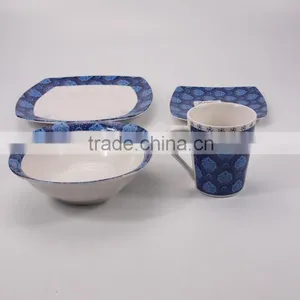 Vintage Blue Floral Printed Kitchen Porcelain Dinnerware Set Ceramic thumbnail-3