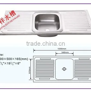 JZ-327 1.2m Kitchen Equipments Stainless Steel Kitchen Sink for Restaurants thumbnail-1