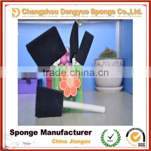 Black PU Sponge Soft Filter Foam Drawing Painting Craft Foam Brush With Wooden Handle thumbnail-4