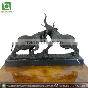 Two Fighting Bronze Elephant Sculpture thumbnail-1