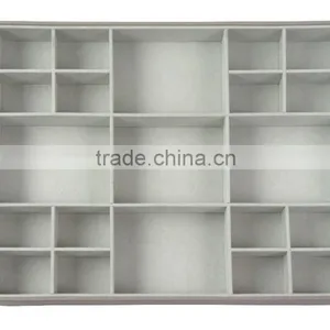 21 Compartment Desk Accessory Organizer Tray in Grey PU Leather thumbnail-2