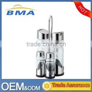 Wholesale 4 PCS Stainless Steel Condiment Set With Stainless Rack BSCI thumbnail-1