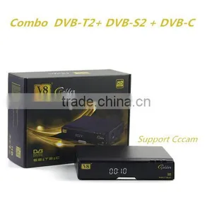 V8 Golden DVB-S2+T2/C 1080P Full HD IPTV Set Top Box Support Cccam Youtube 3G Powervu PVR Digital Satellite Combo Receiver thumbnail-1