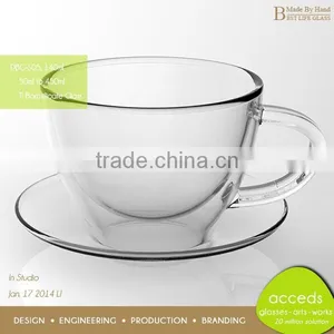 Custom Personalized Reusable Double Wall Glass Coffee Cup Set thumbnail-3