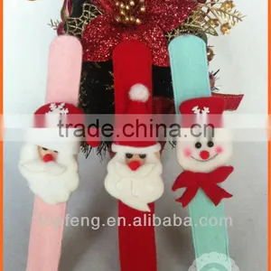 Plush Christmas Slap Bracelet Bangle Santa Claus Snowman Deer Elk Bear Xmas Pat Circle Hand Ring Pops Watch Ribbon thumbnail-1