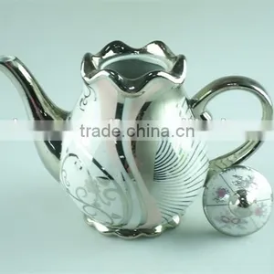 Siliver Chromed Porcelain Teapot With Lid, 800 ml Water Pots&kettles Chaozhou Stock thumbnail-3