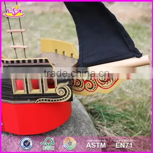 2017 Top Fashion Children Imagine Shark Bite Pirate Ship Wooden Toy Pirate Ship & Pirate Play Set W03B060-S thumbnail-6